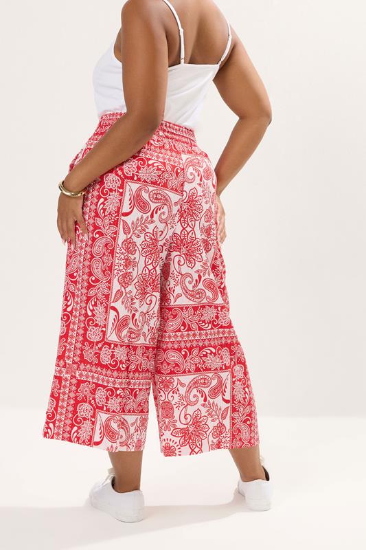 Evans YOURS Curve Red Paisley Midaxi Culottes