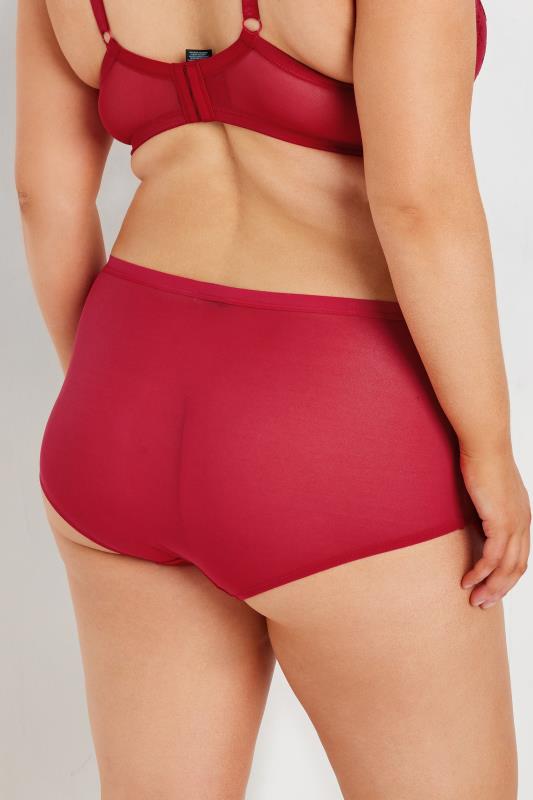 Evans YOURS Curve Red Satin Lace Detail Briefs