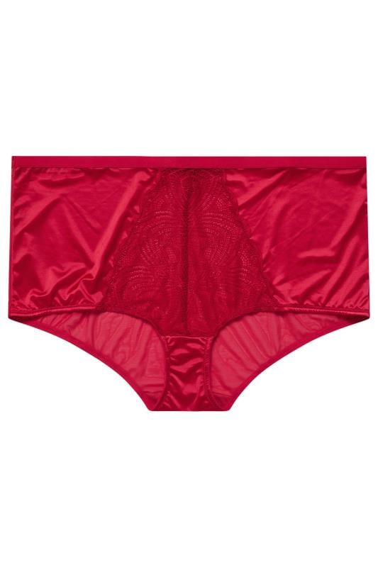 Evans YOURS Curve Red Satin Lace Detail Briefs
