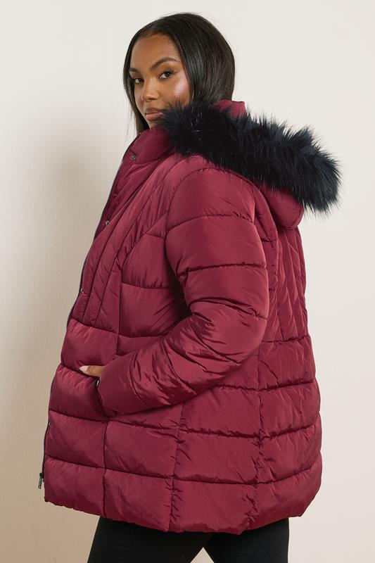 Evans Yours Curve Red Short Puffer Coat