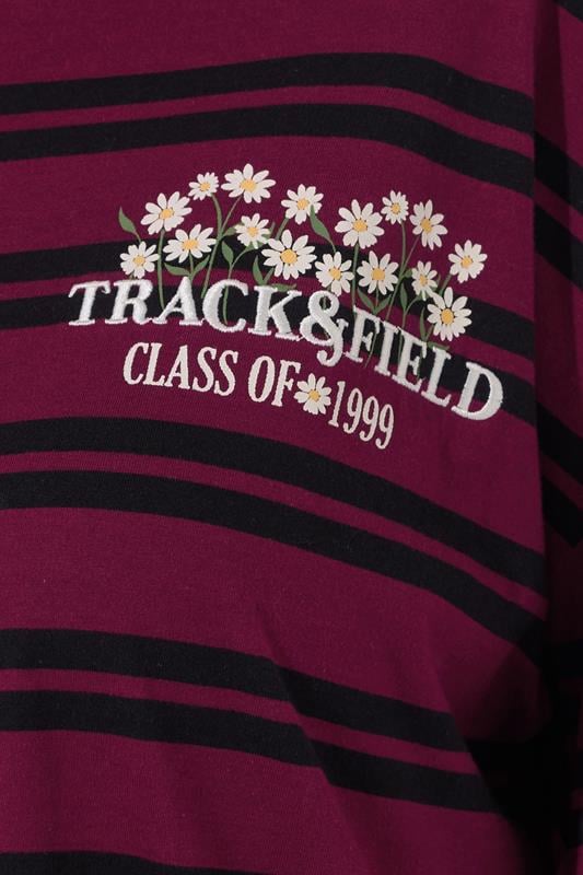 Evans YOURS Curve Red Stripe Daisy Print T-Shirt