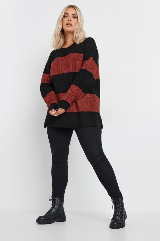 Evans YOURS Curve Red Stripe Knit Jumper