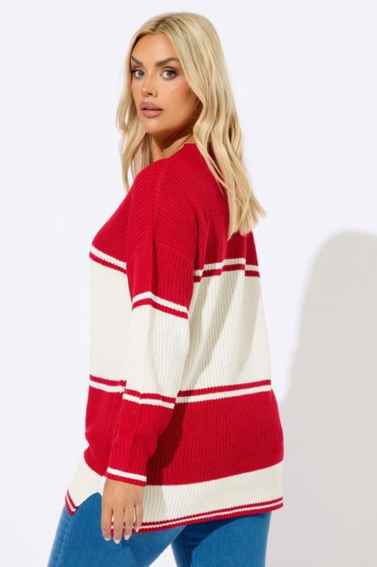 Evans YOURS Curve Red Stripe Knitted Jumper