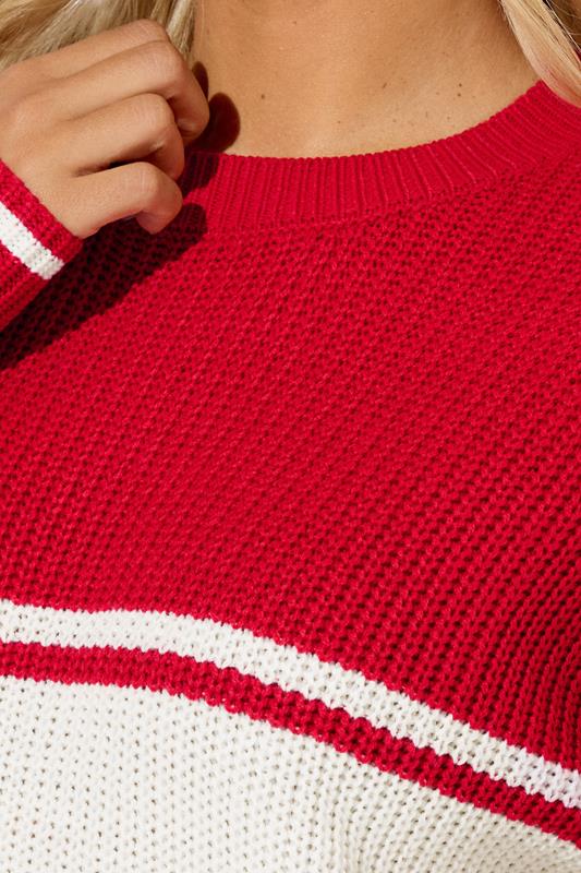 Evans YOURS Curve Red Stripe Knitted Jumper