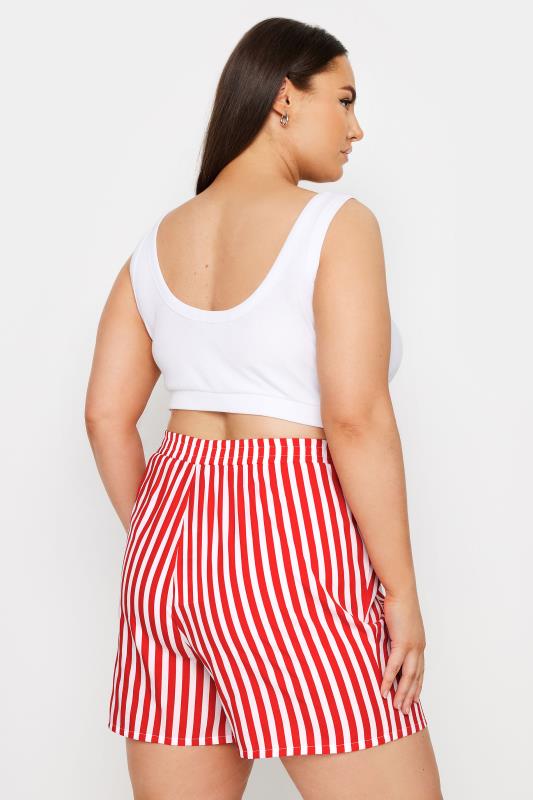 Evans YOURS Curve Red Stripe Print Shorts