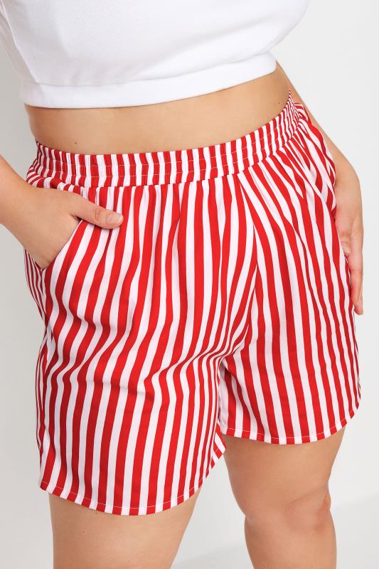 Evans YOURS Curve Red Stripe Print Shorts