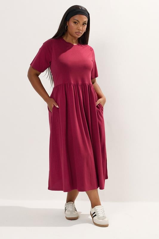 Evans YOURS Curve Red Throw On Smock Dress