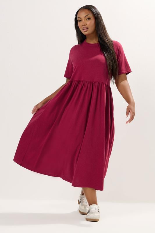 evans YOURS Curve Red Throw On Smock Dress