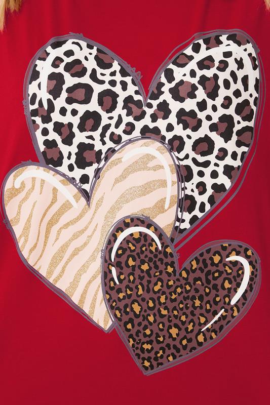 Evans YOURS Curve Red Triple Heart Print Top