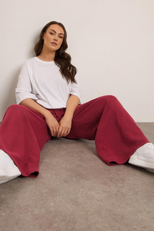 Evans YOURS Curve Red Wide Leg Joggers