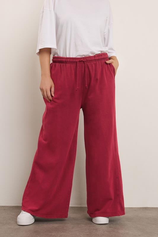 Evans YOURS Curve Red Wide Leg Joggers