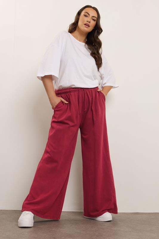 evans YOURS Curve Red Wide Leg Joggers