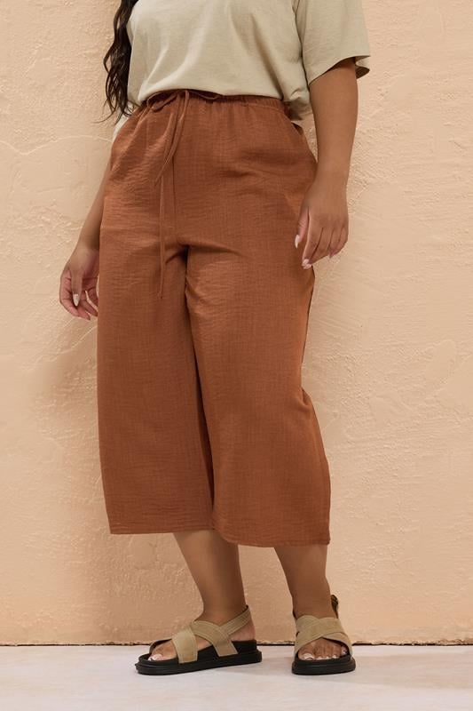 Evans YOURS Curve Rust Brown Cropped Trousers