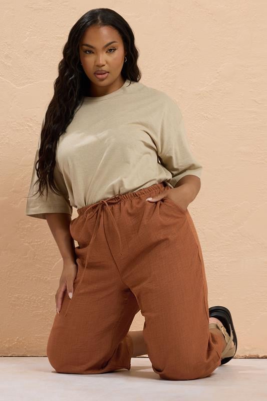 Evans YOURS Curve Rust Brown Cropped Trousers
