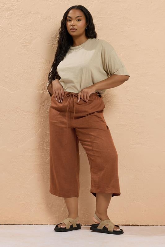evans YOURS Curve Rust Brown Cropped Trousers