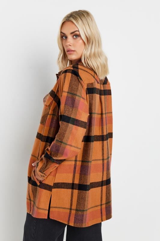 Evans YOURS Curve Rust Orange Check Shacket