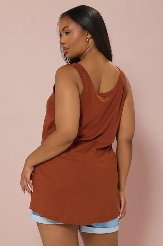 Evans YOURS Curve Rust Orange Core Vest Top