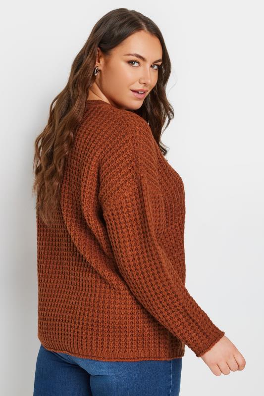 Evans YOURS Curve Rust Orange Waffle Knit Jumper