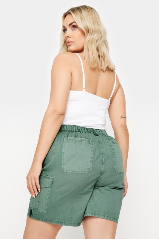 Evans YOURS Curve Sage Green Cotton Cargo Shorts