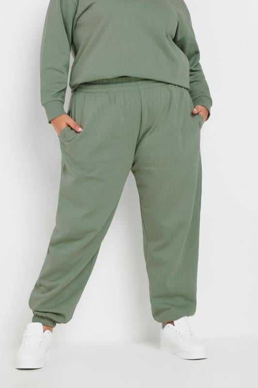 Evans YOURS Curve Sage Green Cuffed Joggers
