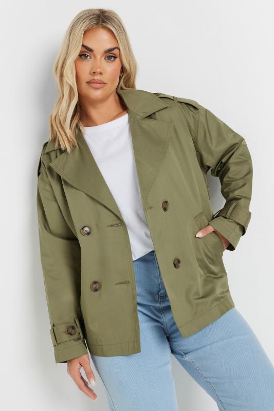 Evans YOURS Curve Sage Green Short Trench Coat