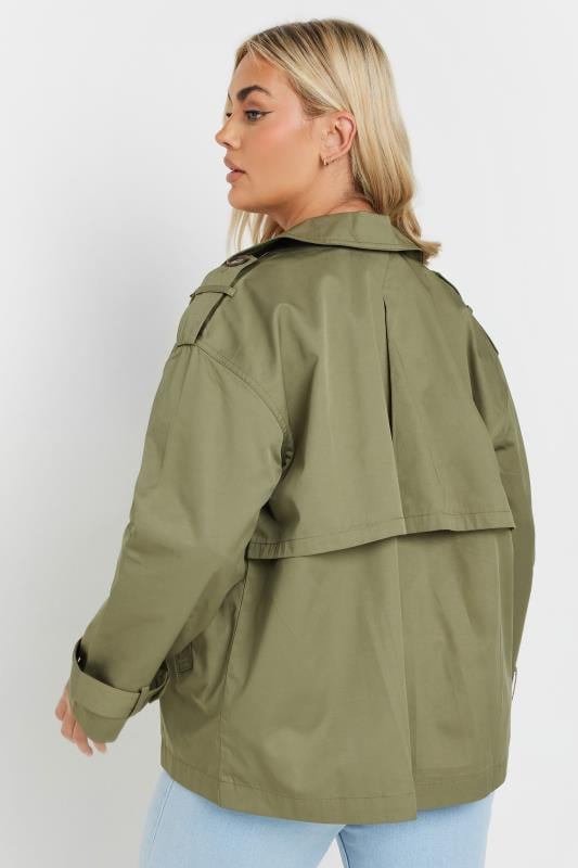 Evans YOURS Curve Sage Green Short Trench Coat