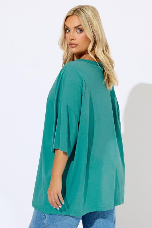 Evans YOURS Curve Teal Blue Oversized T-Shirt