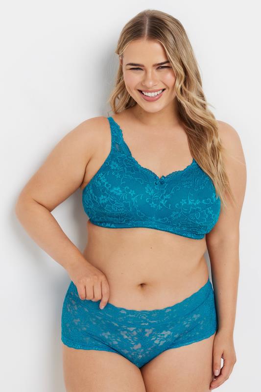 evans YOURS Curve Turquoise Green Lace Bra
