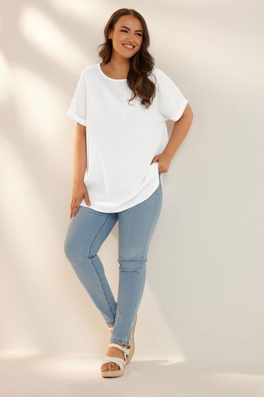 Evans YOURS Curve White Boxy Short Sleeve Blouse