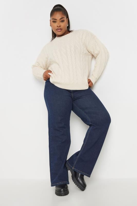 Evans YOURS Curve White Cable Knitted Jumper