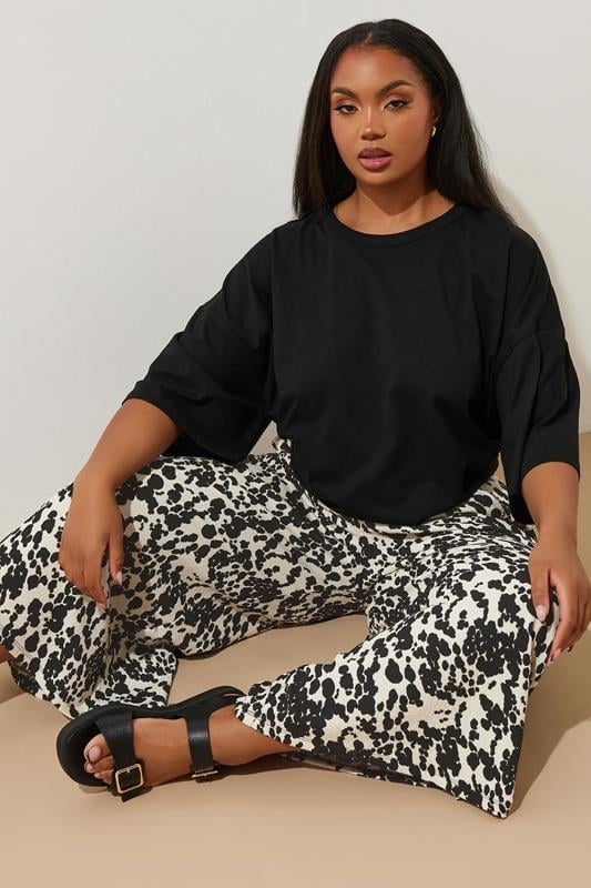 Evans YOURS Curve White Cow Print Midaxi Culottes