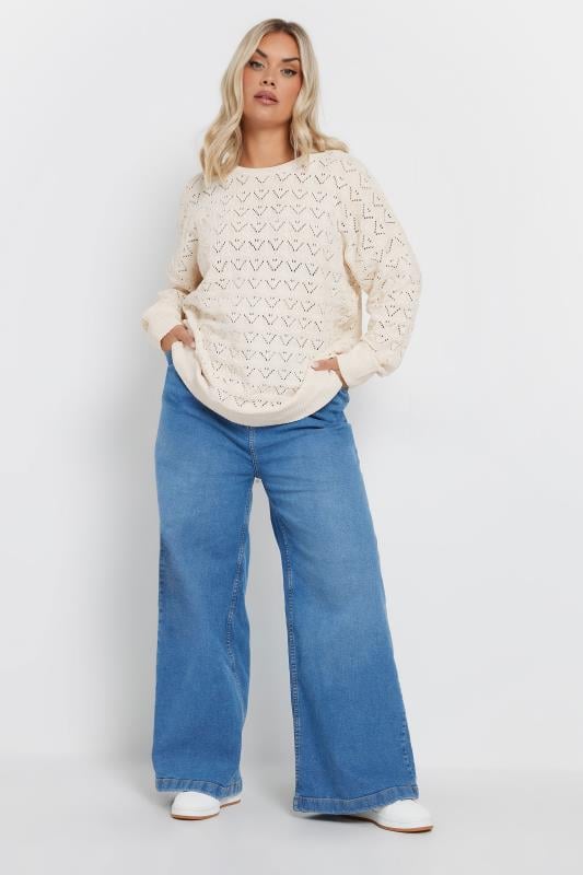 Evans YOURS Curve White Crochet Chenille Jumper