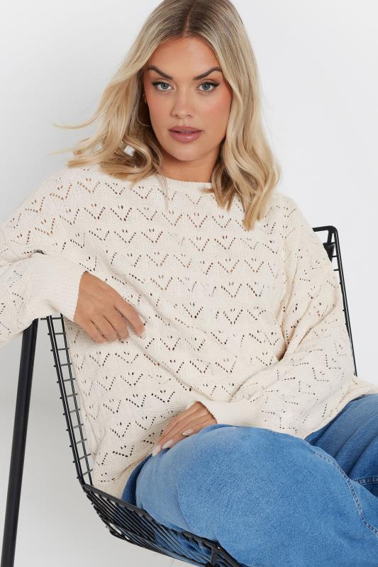 Evans YOURS Curve White Crochet Chenille Jumper