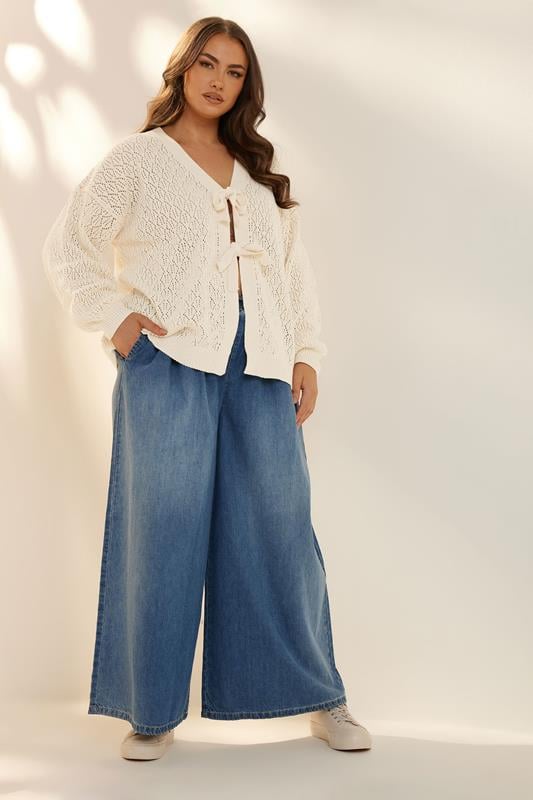 Evans YOURS Curve White Crochet Tie Cardigan