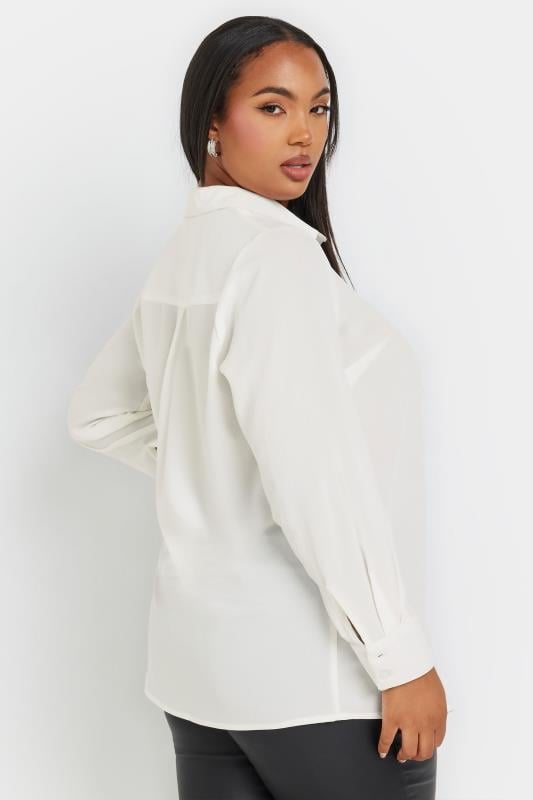 Evans YOURS Curve White Diamante Pocket Shirt