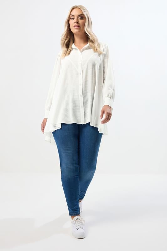 Evans YOURS Curve White Dipped Hem Shirt