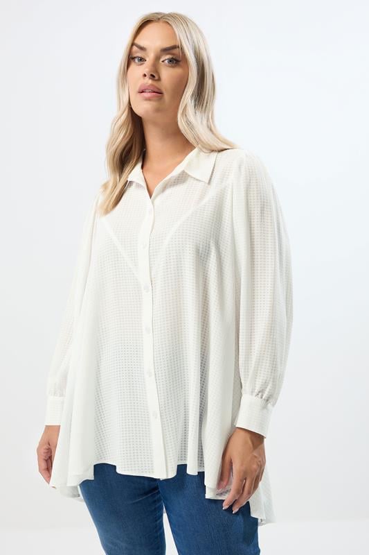 evans YOURS Curve White Dipped Hem Shirt