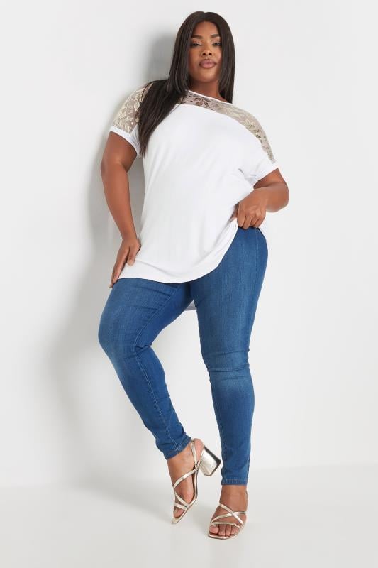Evans YOURS Curve White Foil Floral Print Top
