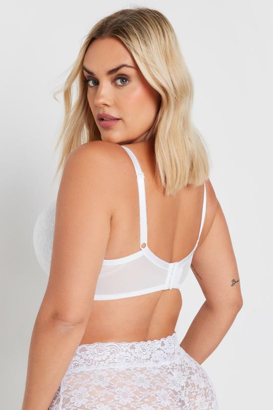 Evans YOURS Curve White Lace Padded Plunge Bra