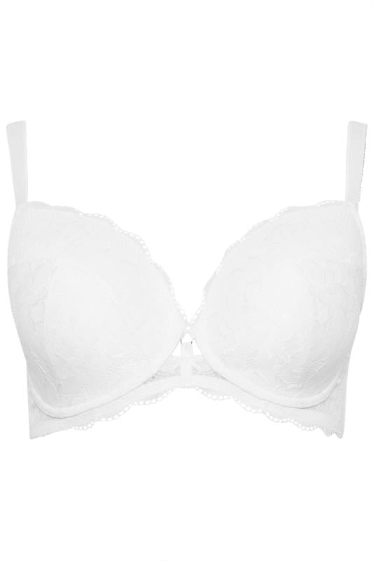 Evans YOURS Curve White Lace Padded Plunge Bra