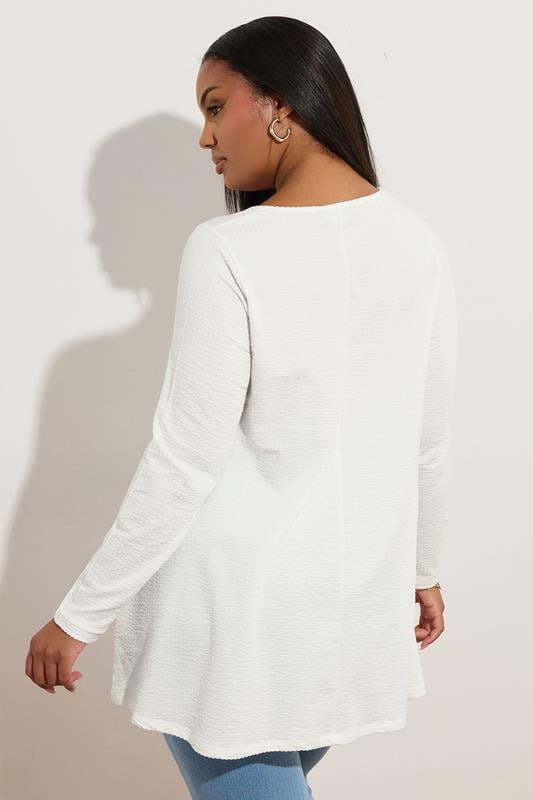 Evans YOURS Curve White Long Sleeve Ribbed T-Shirt