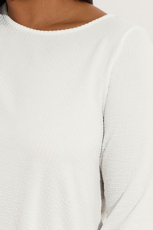 Evans YOURS Curve White Long Sleeve Ribbed T-Shirt