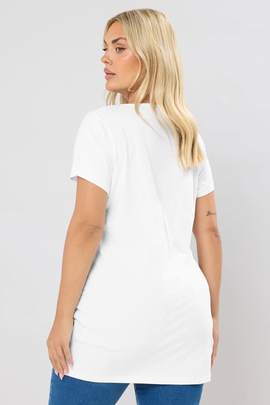 Evans YOURS Curve White Longline T-Shirt
