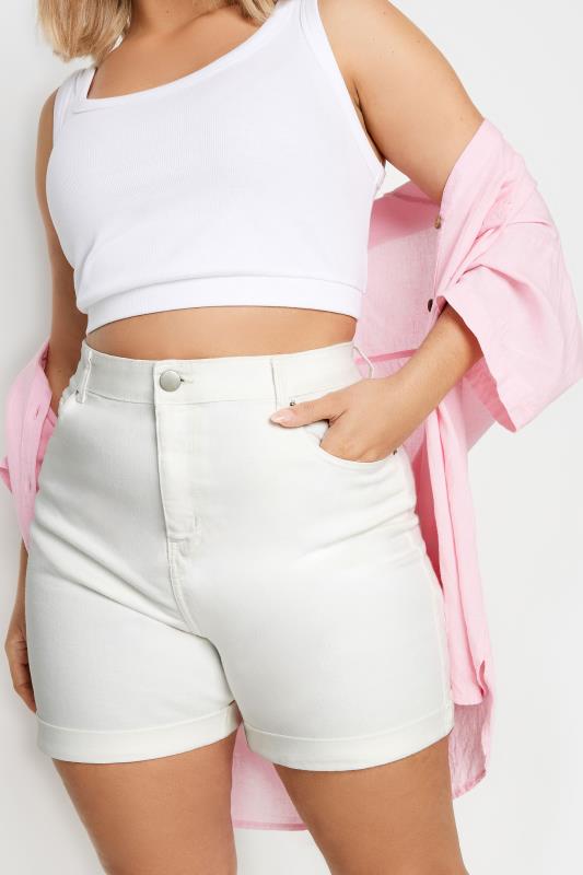 Evans YOURS Curve White Mom Shorts