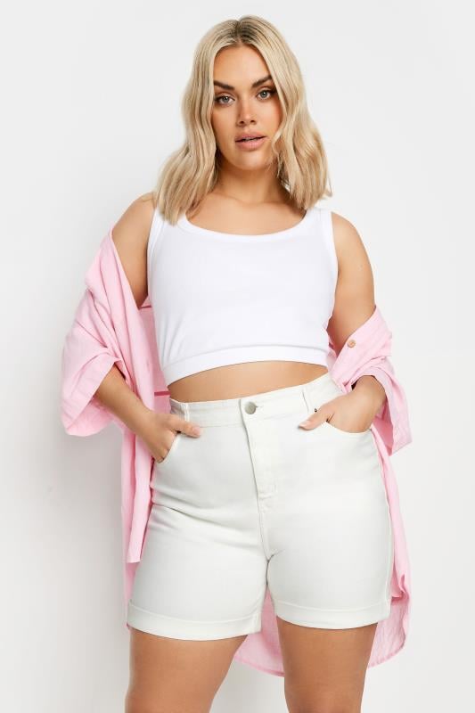 evans YOURS Curve White Mom Shorts
