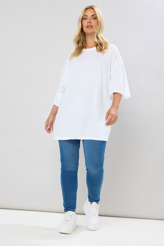 Evans YOURS Curve White Oversized Boxy T-Shirt