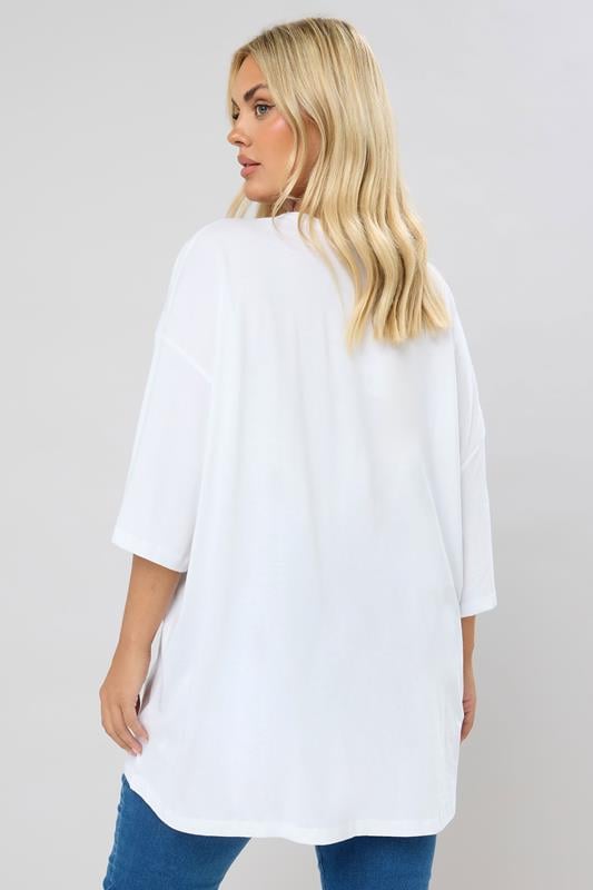 Evans YOURS Curve White Oversized Boxy T-Shirt