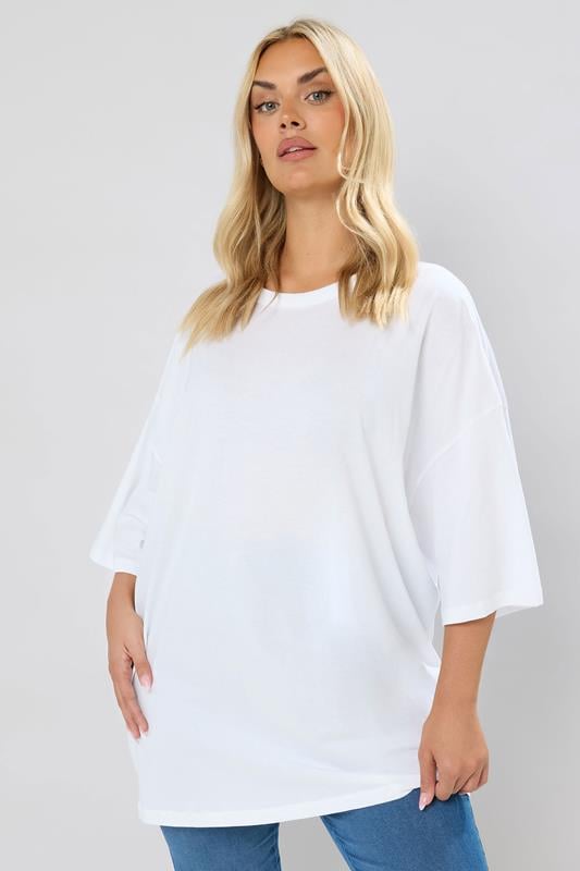 evans YOURS Curve White Oversized Boxy T-Shirt