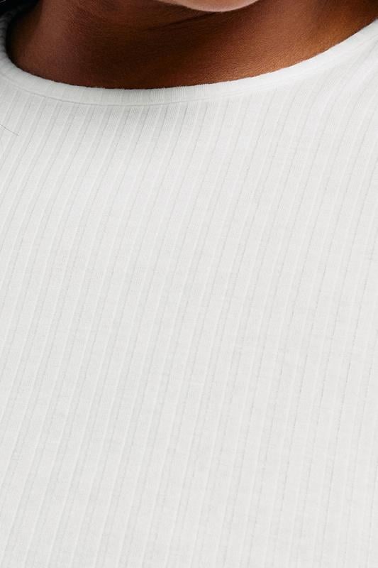 Evans YOURS Curve White Ribbed Swing T-Shirt