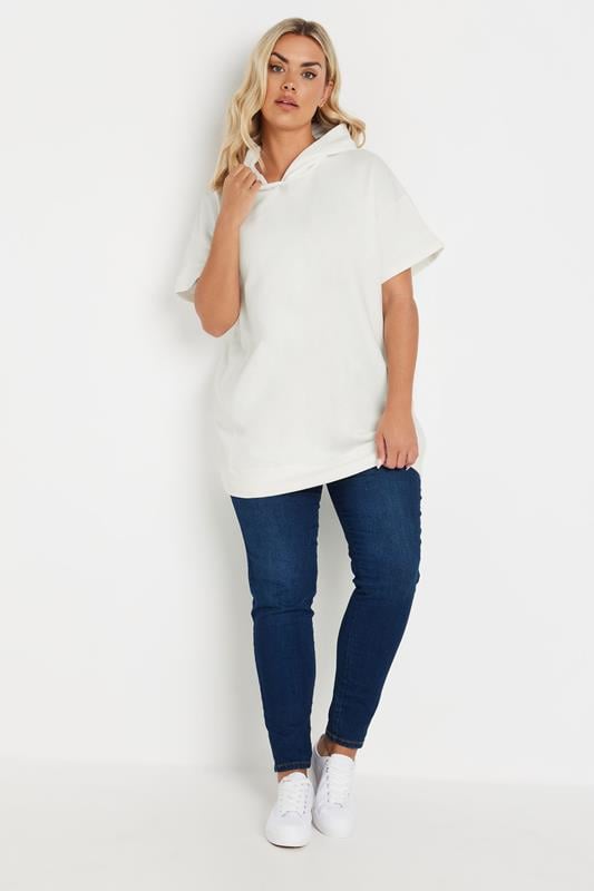 Evans YOURS Curve White Short Sleeve Hoodie
